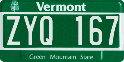 VT license plate ZYQ167