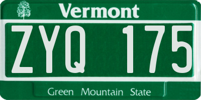 VT license plate ZYQ175