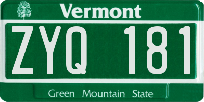VT license plate ZYQ181