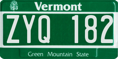 VT license plate ZYQ182