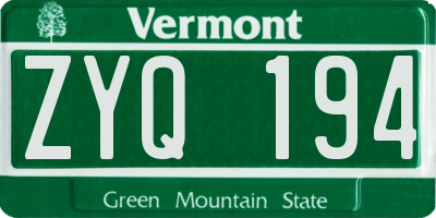 VT license plate ZYQ194