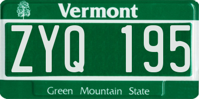 VT license plate ZYQ195