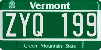 VT license plate ZYQ199
