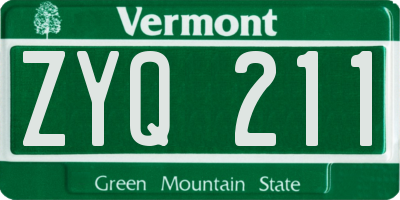 VT license plate ZYQ211