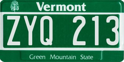 VT license plate ZYQ213