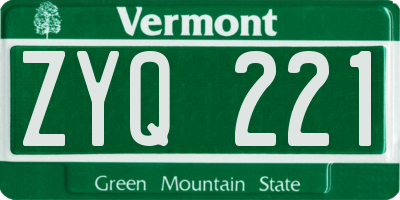 VT license plate ZYQ221