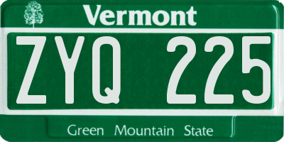 VT license plate ZYQ225