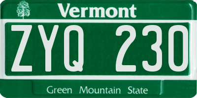 VT license plate ZYQ230