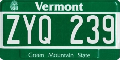 VT license plate ZYQ239
