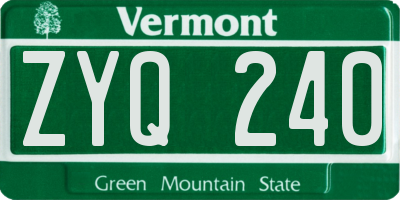 VT license plate ZYQ240