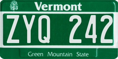 VT license plate ZYQ242