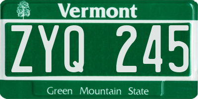 VT license plate ZYQ245