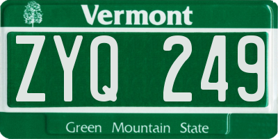 VT license plate ZYQ249