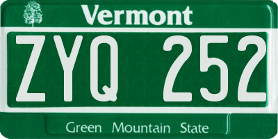 VT license plate ZYQ252