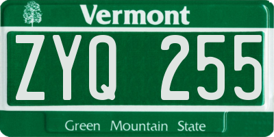 VT license plate ZYQ255