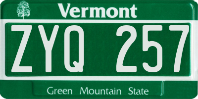VT license plate ZYQ257