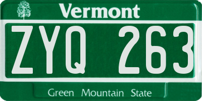 VT license plate ZYQ263