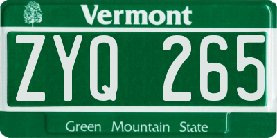VT license plate ZYQ265