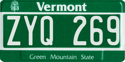 VT license plate ZYQ269