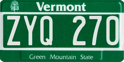 VT license plate ZYQ270