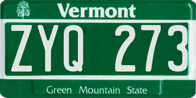 VT license plate ZYQ273