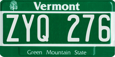 VT license plate ZYQ276