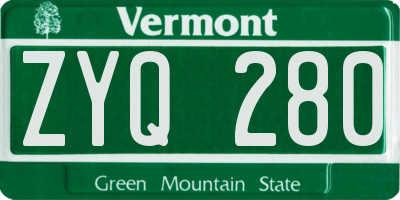 VT license plate ZYQ280