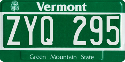 VT license plate ZYQ295