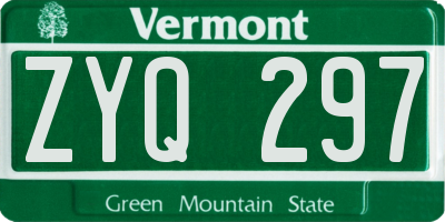VT license plate ZYQ297