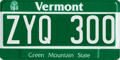 VT license plate ZYQ300