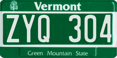VT license plate ZYQ304