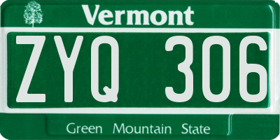 VT license plate ZYQ306
