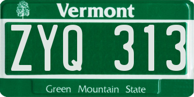 VT license plate ZYQ313