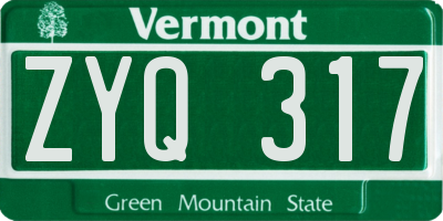 VT license plate ZYQ317