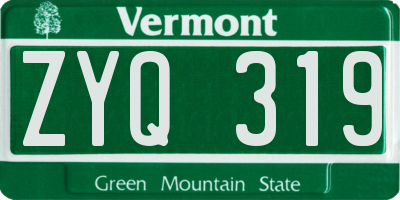 VT license plate ZYQ319