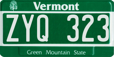 VT license plate ZYQ323