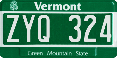 VT license plate ZYQ324