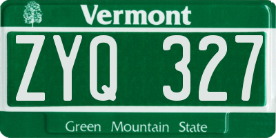 VT license plate ZYQ327