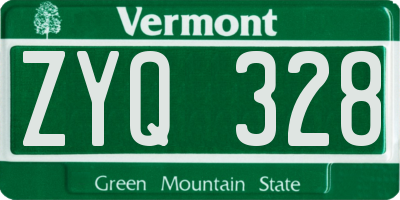 VT license plate ZYQ328
