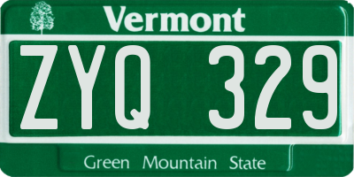 VT license plate ZYQ329