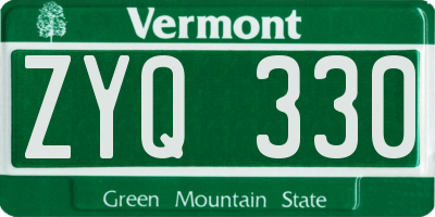 VT license plate ZYQ330