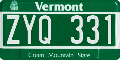 VT license plate ZYQ331