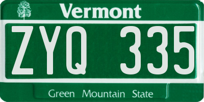 VT license plate ZYQ335