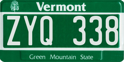 VT license plate ZYQ338