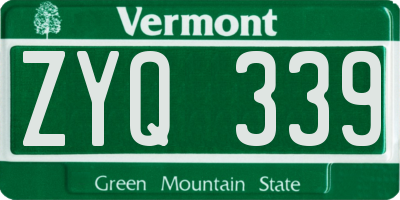 VT license plate ZYQ339