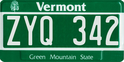 VT license plate ZYQ342
