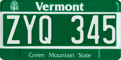 VT license plate ZYQ345