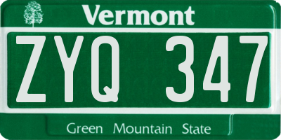 VT license plate ZYQ347