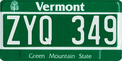 VT license plate ZYQ349