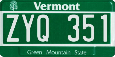 VT license plate ZYQ351